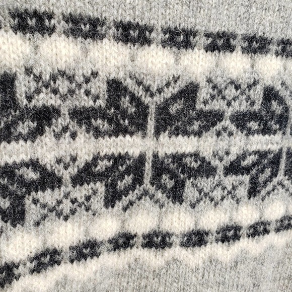 VINTAGE Sweater Grey Shetland Wool Fairisle Unisex L - Picture 4 of 11